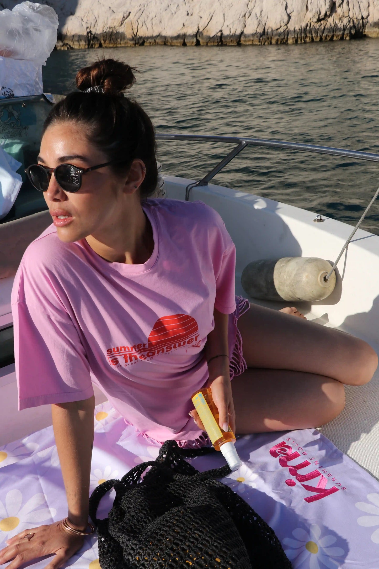 Serviette de plage XXL en microfibres - Marguerites