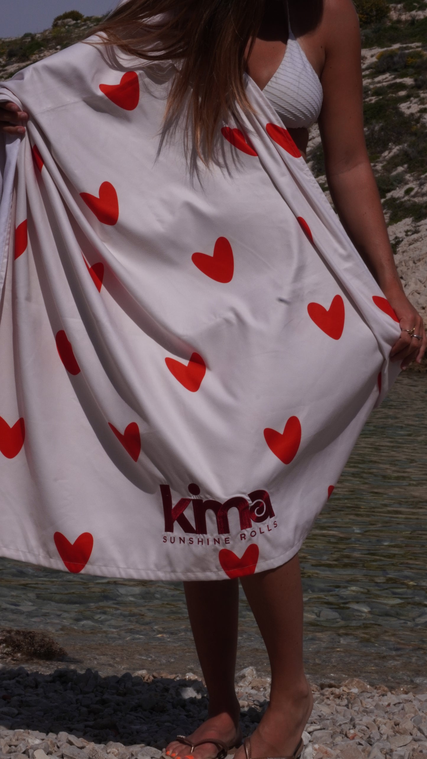 Serviette de plage XXL en microfibres - AMOUR Rouge