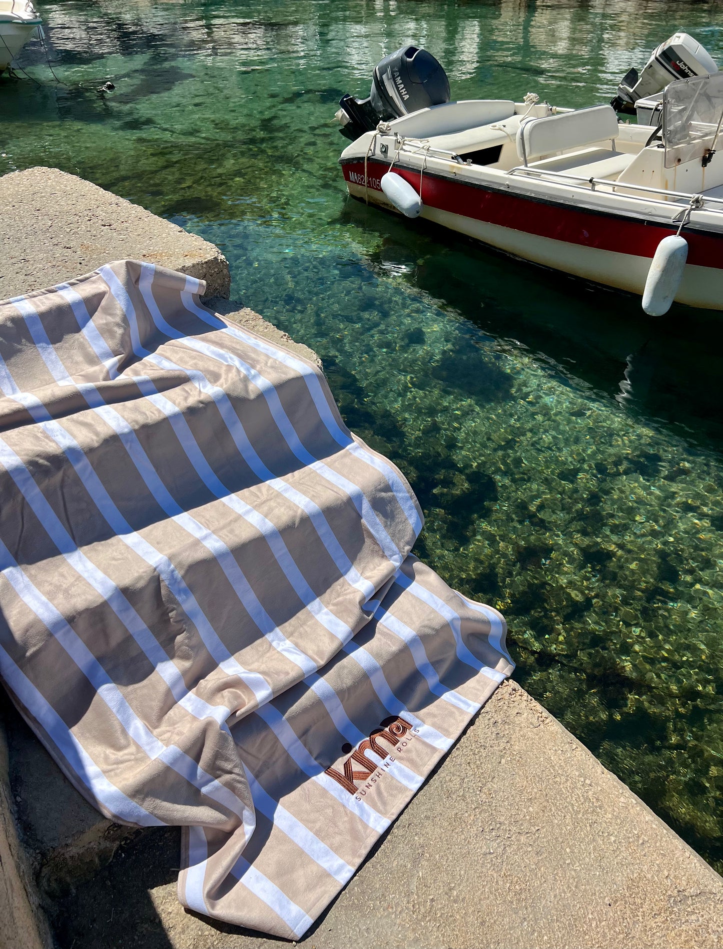 Serviette de plage coton / microfibre - MATELOT Camel
