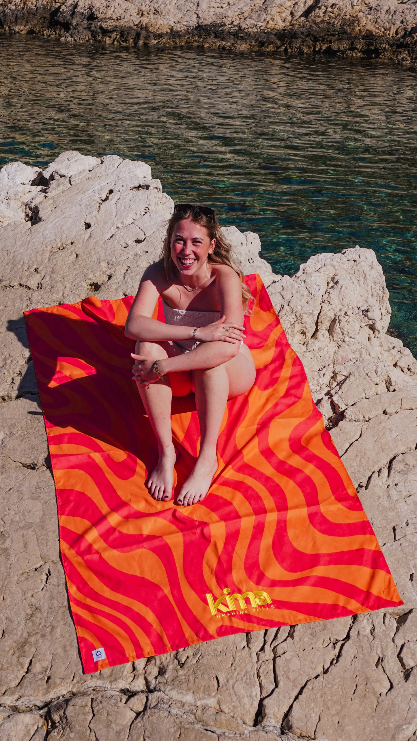 Serviette de plage XXL en microfibres - WAVY Bonbon