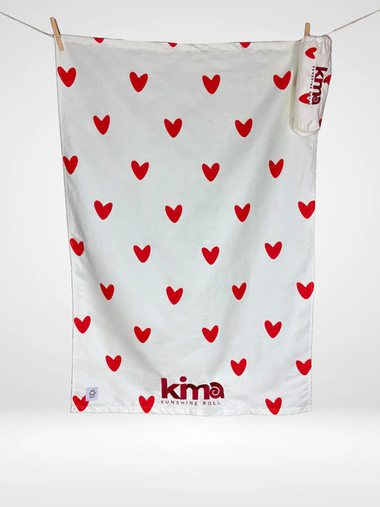 Serviette de plage XXL en microfibres - AMOUR Rouge