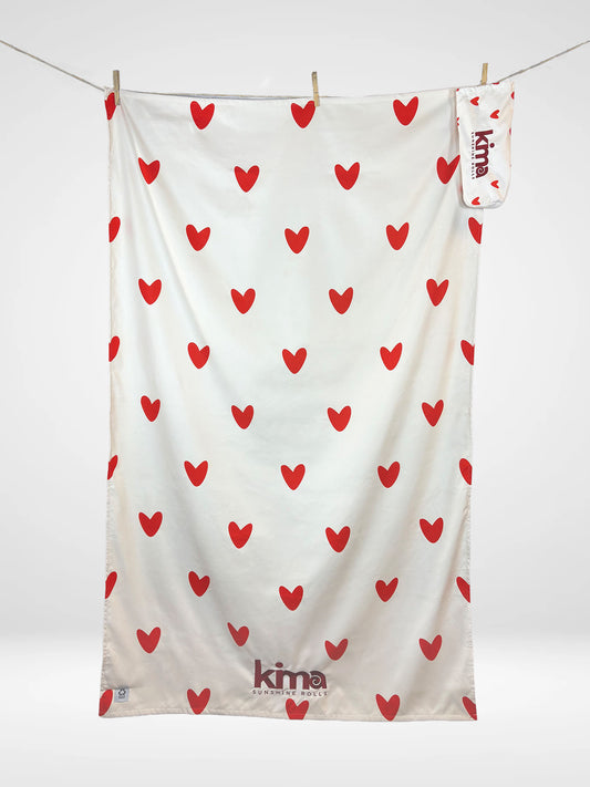 Serviette de plage XXL en microfibres - AMOUR Rouge