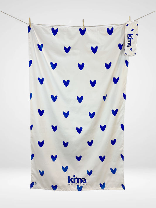 Serviette de plage XXL en microfibres - AMOUR Bleu