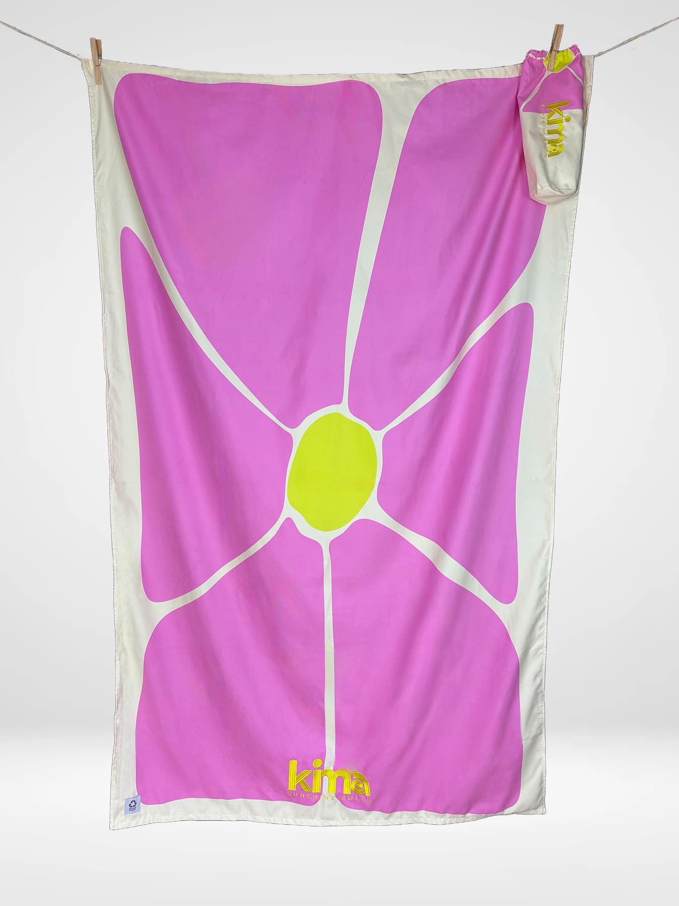 Serviette de plage XXL en microfibres - FLOWER Rose