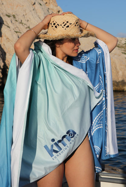 Serviette de plage XXL en microfibres - Tie & Dye Bleu Lagon