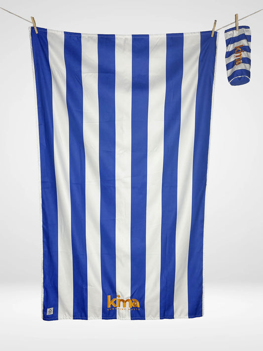 Serviette de plage XXL en microfibres - Rayure Navy