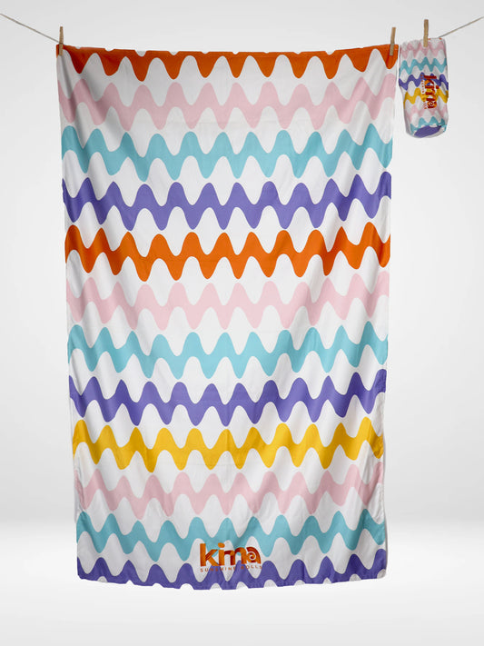 Serviette de plage XXL en microfibres - Lignes Multico